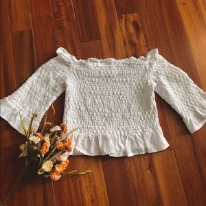 American Eagle white eyelet off-the-shoulder top